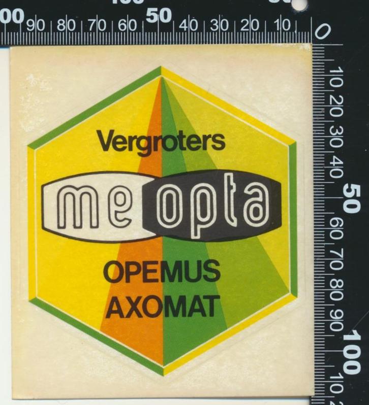 Sticker: Meopta - Vergroters (3), Verzamelen, Stickers, Zo goed als nieuw, Bedrijf of Vereniging, Ophalen of Verzenden