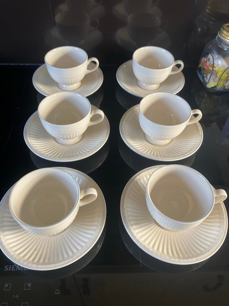 Wedgwood Edme Koffie of Theekoppen met Schotel - 6 Stuks, Ophalen of Verzenden