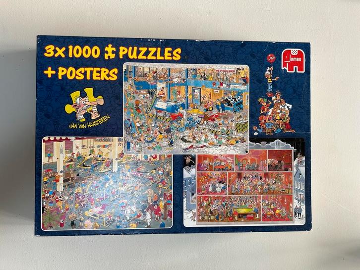 Jan van Haasteren Puzzel - 3x1000 stukjes, Hobby en Vrije tijd, Denksport en Puzzels, Zo goed als nieuw, Legpuzzel, 500 t/m 1500 stukjes
