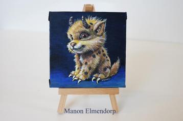 Uniek Handgeschilderd Fantasy Art Schilderijtje incl Ezeltje beschikbaar voor biedingen