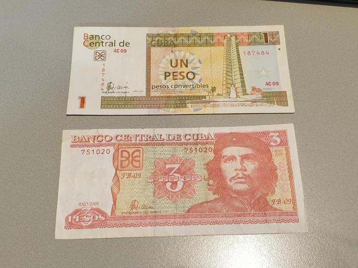 Cuba, 1 en 3 pesos. (B2), Postzegels en Munten, Bankbiljetten | Amerika, Midden-Amerika, Ophalen of Verzenden