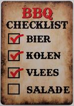 BBQ Checklist barbecue reclamebord van metaal wandbord deco