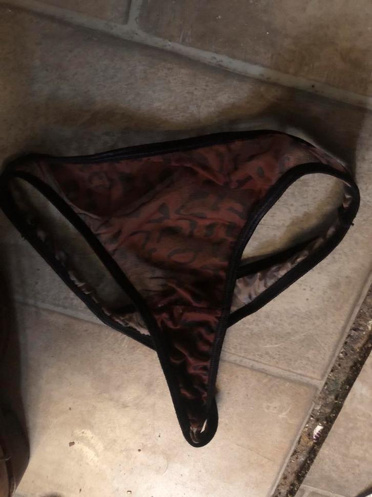 String met panterprint - Doorzichtig, Kleding | Dames, Ondergoed en Lingerie, String, Bruin, Ophalen of Verzenden