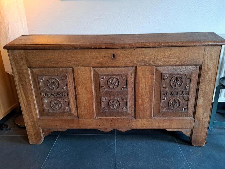 mooie eikenhouten dekenkist., Huis en Inrichting, Woonaccessoires | Kisten, 75 cm of meer, Eikenhout, Ophalen