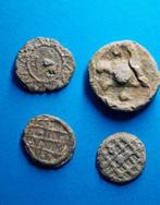4 Speel schijfjes - 15e/16e eeuw - Middeleeuws - Bodemvondst, Antiek en Kunst, Verzenden