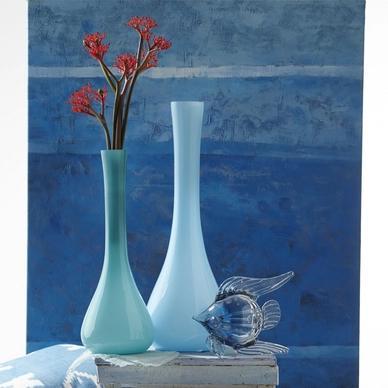 Leonardo Sacchetta Vaas 60 cm - glas/turquoise, Huis en Inrichting, Woonaccessoires | Vazen, Zo goed als nieuw, Overige kleuren