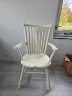 Witte houten stoel met armleuningen, Ophalen, Gebruikt, Wit, Landelijk