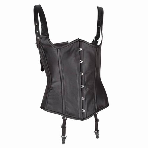 Echt leren corset model 11 waist cincher in small t/m 6xl, Kleding | Dames, Ondergoed en Lingerie, Body of Korset, Zwart, Ophalen of Verzenden