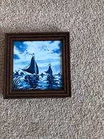 Mooie ingelijsten wandtegel blauw/wit KLASSIEKE ZEILSCHEPEN, Antiek en Kunst, Antiek | Wandborden en Tegels, Ophalen of Verzenden
