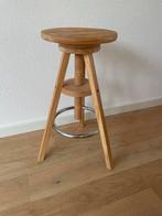 Houten Kruk met Metalen Ring, Huis en Inrichting, Stoelen, Bruin, Ophalen of Verzenden, Zo goed als nieuw, Eén