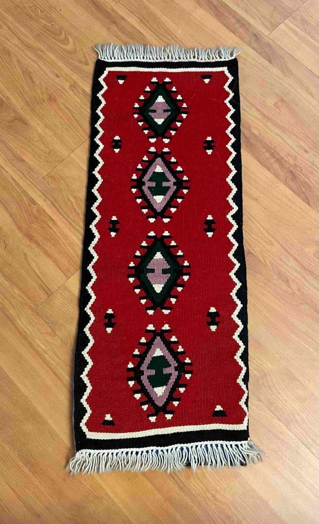 Vintage kelim kleed met ingestikte foam mat 80/32, Huis en Inrichting, Stoffering | Tapijten en Kleden, Gebruikt, Rechthoekig