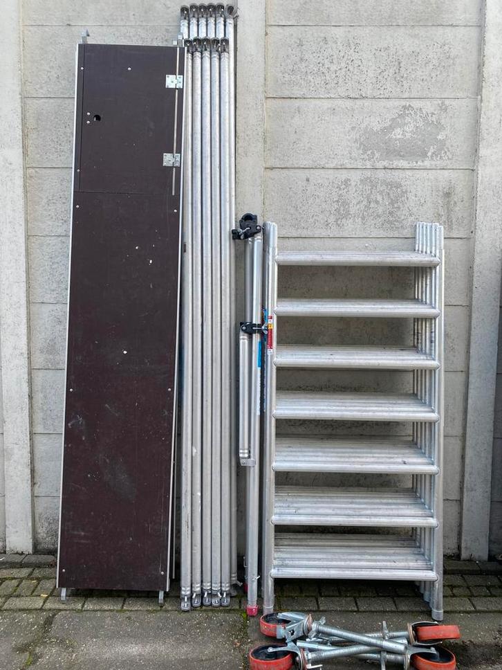 Euroscaffold 90x305x7,20 werkhoogte, Doe-het-zelf en Verbouw, Steigers, Gebruikt, Rolsteiger of Kamersteiger, 5 meter of hoger