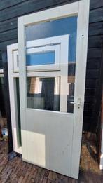 Hardhouten buitendeur met enkel glas, Doe-het-zelf en Verbouw, Deuren en Horren, Ophalen, Gebruikt, 80 tot 100 cm, 200 tot 215 cm