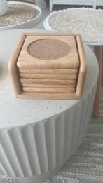 Vintage hout met kurk onderzetters in houten bakje, Ophalen, Zo goed als nieuw, Glas of Kopje