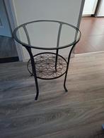 Glazen bijzettafel metaal/glas, Huis en Inrichting, Tafels | Bijzettafels, Minder dan 55 cm, Rond, Glas, Ophalen
