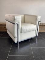 2 Cassina LC2 fauteuils, wit leder, Huis en Inrichting, Fauteuils, Minder dan 75 cm, Design, Cassina, Ophalen of Verzenden