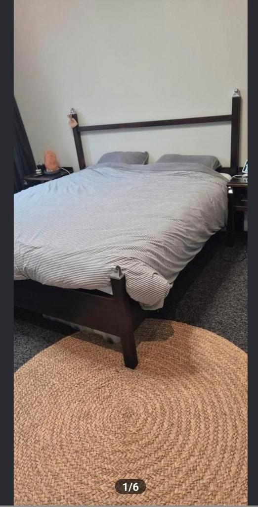 Houten bed 180x200 + lattenbodems, Huis en Inrichting, Slaapkamer | Bedden, Gebruikt, Tweepersoons, 180 cm, 200 cm, Hout, Bruin