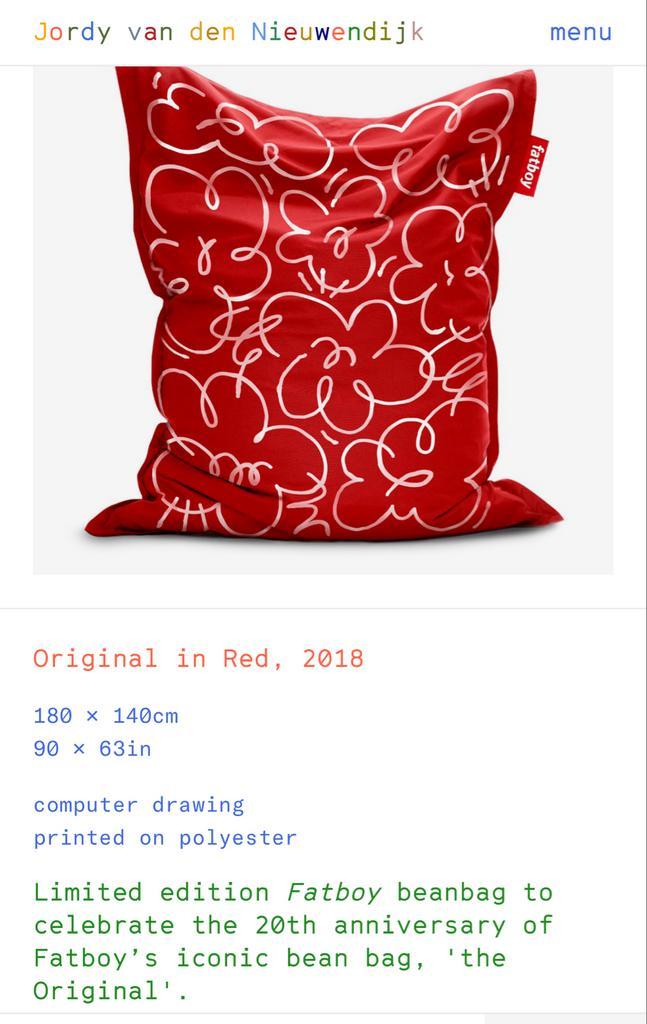 Fatboy x Jordy v.d. Nieuwendijk - Limited Edition, Huis en Inrichting, Zitzakken, Zo goed als nieuw, Zitzak, Rood, Ophalen