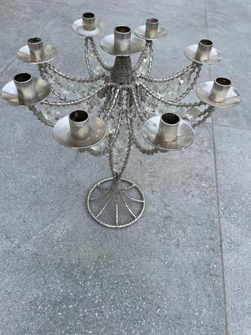 Kandelaar metaal 9 armen met kralen beschikbaar voor biedingen