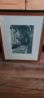 Oude Kerk Interieur - Ingelijste Print, Antiek en Kunst, Kunst | Etsen en Gravures, Ophalen of Verzenden