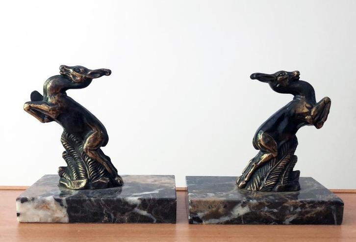 Hele fraaie Franse Art Decostijl boekensteunen met gazelles, Antiek en Kunst, Antiek | Woonaccessoires, Verzenden