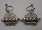 Zilveren bijzondere antieke schroef oorbellen nr.1514, Sieraden, Tassen en Uiterlijk, Antieke sieraden, Verzenden, Zilver, Oorbellen