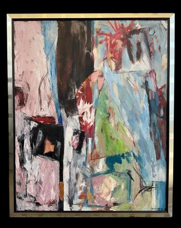 Mette Bauer - olieverf op doek, abstract, zonder titel 9852 beschikbaar voor biedingen
