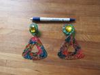 Oorbellen funky groovy vintage retro 80s, Ophalen of Verzenden, Zo goed als nieuw, Overige materialen