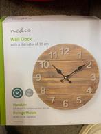 Nedis Houten Wandklok 30cm - Nieuw!, Wandklok, Nieuw, M, Ophalen of Verzenden