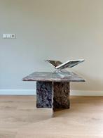 Marmeren salontafel met bordeaux rode marmering, Huis en Inrichting, Tafels | Salontafels, Ophalen, Overige materialen, Gebruikt