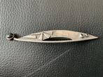 Zilveren Art Deco Broche, 4 tot 7 cm, Gebruikt, Ophalen of Verzenden, Met edelsteen