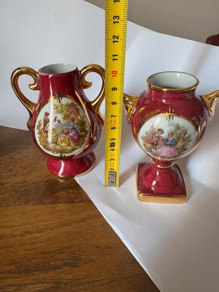 Limoges Porseleinen Sierurnen – Set van 2 – Handbeschilderd, Antiek en Kunst, Antiek | Porselein, Ophalen of Verzenden