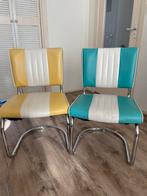Retro Belair diner stoelen blauw en geel, Ophalen, Gebruikt, Twee, Blauw