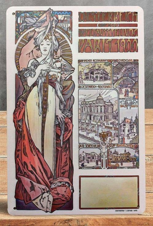 ALPHONSE MUCHA Jugendstil Metalen Bord poster #11, Huis en Inrichting, Woonaccessoires | Wanddecoraties, Nieuw, Verzenden