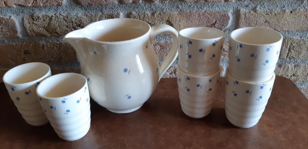 Melkkan + 6 bekers, Ophalen, Overige typen, Zo goed als nieuw, Overige stijlen