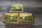 3 antieke kleine houten doosjes met schilderijtjes, Antiek en Kunst, Curiosa en Brocante, Ophalen of Verzenden