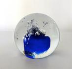 Glazen presse papier helder blauw luchtbel Jablonski 5710-p, Ophalen of Verzenden