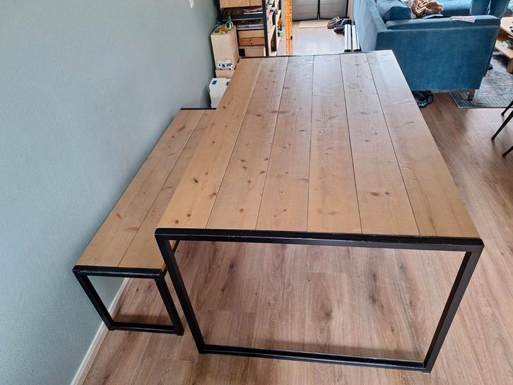 Eettafel met bank (Houston), Huis en Inrichting, Tafels | Eettafels, Gebruikt, 50 tot 100 cm, 150 tot 200 cm, Rechthoekig, Ophalen