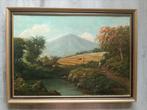 O Soerjaman  - Indonesië - Sawa met rivier en vulkaan, Ophalen of Verzenden