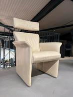 Jori Aqua fauteuil crème leer Design stoel Hoofdsteun, Ophalen of Verzenden, Leer