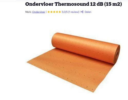 120 m2 Thermosound 12 dB ondervloer - 8 nieuwe rollen, Huis en Inrichting, Stoffering | Vloerbedekking, Nieuw, Laminaat, 75 m² of meer