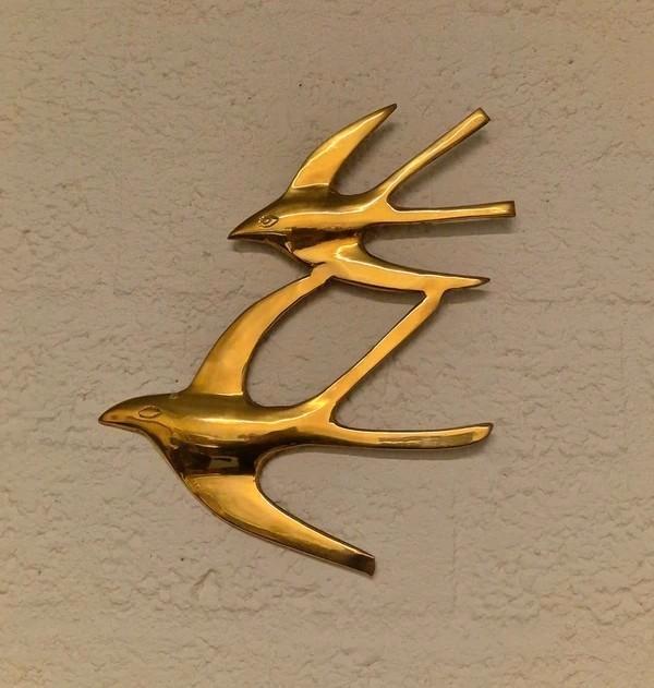 Vintage Messing Vogels zwaluwen Wanddecoratie (Set van 2), Huis en Inrichting, Woonaccessoires | Wanddecoraties, Gebruikt, Ophalen of Verzenden