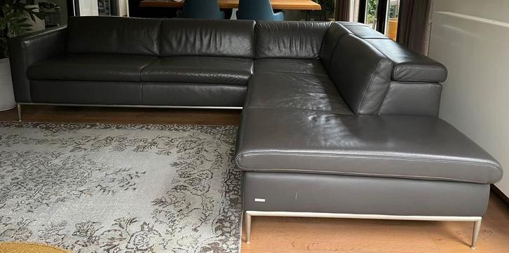 Hoekbank Topform, leer, kleur taupe, 5 zitplaatsen, izgs, Huis en Inrichting, Banken | Complete zithoeken, Gebruikt, Leer, Ophalen