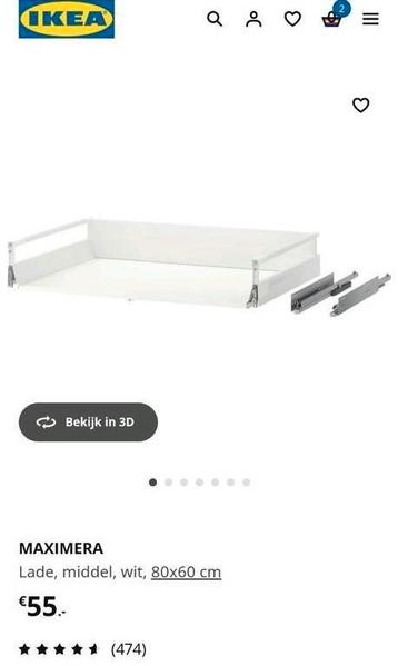 Ikea Maximera lades 80 cm breed. 2x middel, 1x hoog
