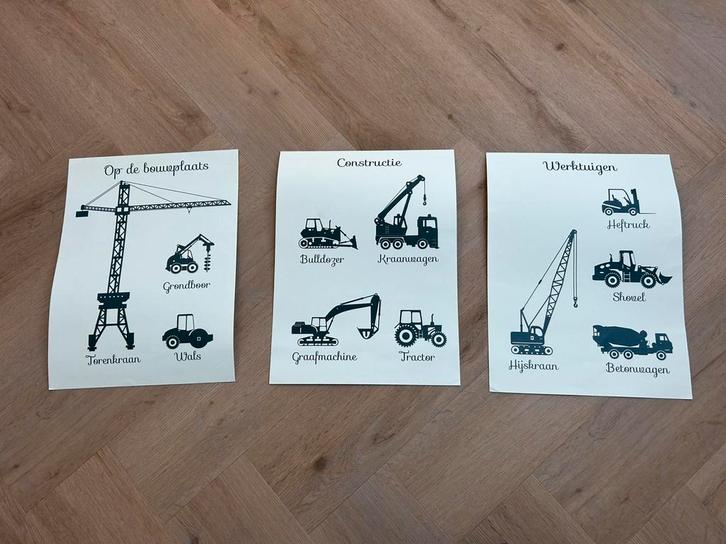 Werktuigen en bouwplaats posters, Verzamelen, Posters, Zo goed als nieuw, Overige onderwerpen, A1 t/m A3, Rechthoekig Staand, Ophalen of Verzenden