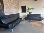 Rolf benz 3 + 2 pers. Leren set  zwart, Huis en Inrichting, Banken | Bankstellen, Driepersoons, Zo goed als nieuw, Rechte bank