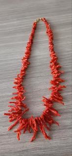 Antieke ketting bloedkoraal en 14 kt goud, Sieraden, Tassen en Uiterlijk, Antieke sieraden, Ophalen of Verzenden, Goud, Ketting