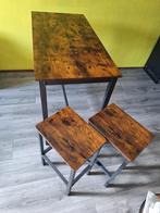 Mooie bartafel met 2 krukken, Ophalen, Zo goed als nieuw, 75 cm of meer, Rechthoekig