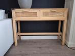 Houten sidetable/wandtafel met webbing laden, Huis en Inrichting, Tafels | Sidetables, Ophalen, Gebruikt, 100 tot 150 cm, 25 tot 50 cm