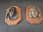 Jezus en Maria hoofden op schild, Verzamelen, Ophalen of Verzenden, Gebruikt, Christendom | Katholiek